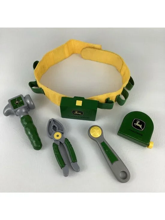 John Deere Deluxe Talking Tool Belt Kids Toys Hammer Tape Measure Pretend Play - Picture 2 of 8